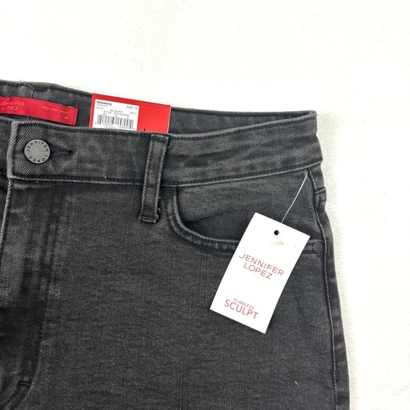 NWTJennifer Lopez High Waisted Flawless Sculpt Charcoal Raw Hem Jean Shorts (14) - Picture 3 of 13